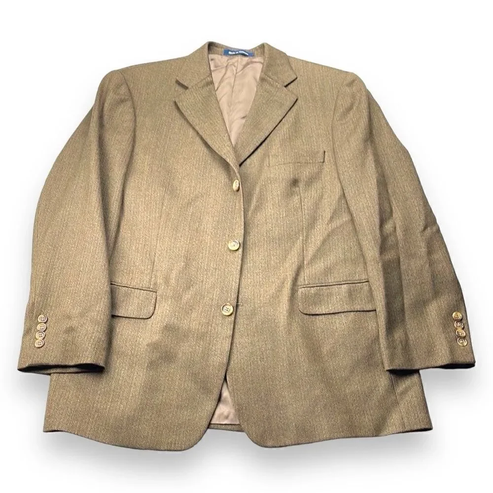 Alan Flusser Sports‎ Coat Mens 42R Brown Knit Wool Blazer